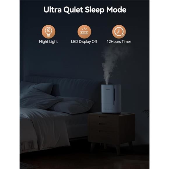 6L Humidifiers for Large Room, Top Fill Ultrasonic Warm & Cool Mist Humidifiers - Picture 7 of 8